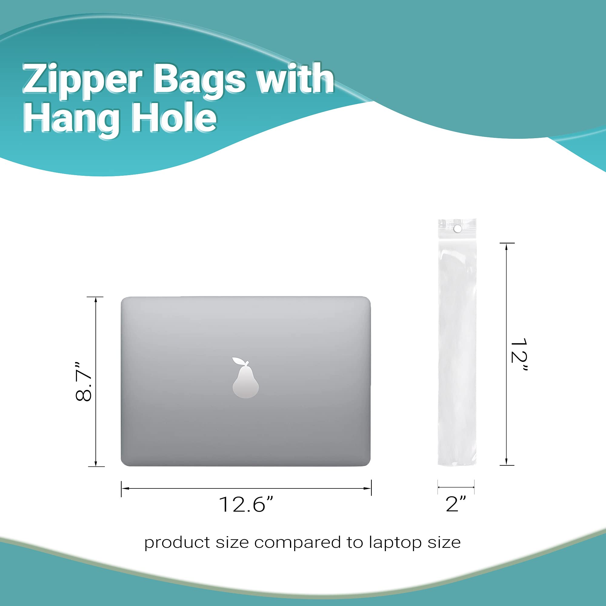1000 Pack Clear Reclosable Zipper Bags with Hanging Hole - 2x12 Inch Resealable Plastic Bags (2 Mil) for Pills, Jewelry, Snacks & Small Items | Durable Polyethylene Packaging | Perfect for Retail, Organizing & Food Storage