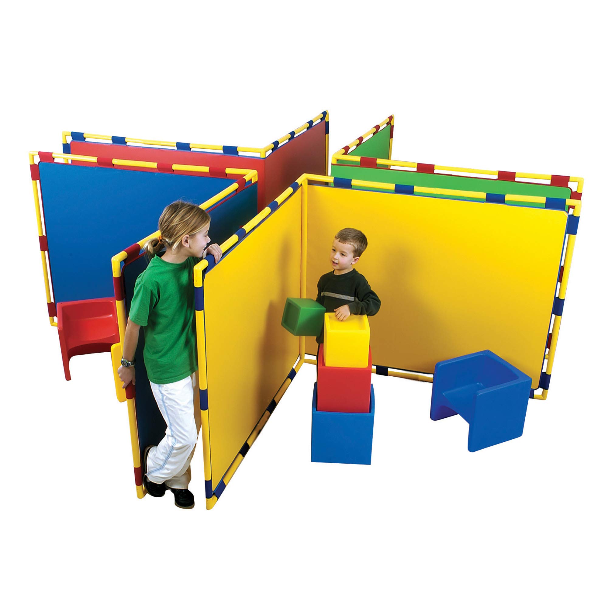 Children's Big Screen Right Angle PlayPanel - Kids Room Divider & Classroom Privacy Screen in Blue | Perfect for Daycares, Preschools & Homeschool Learning Spaces