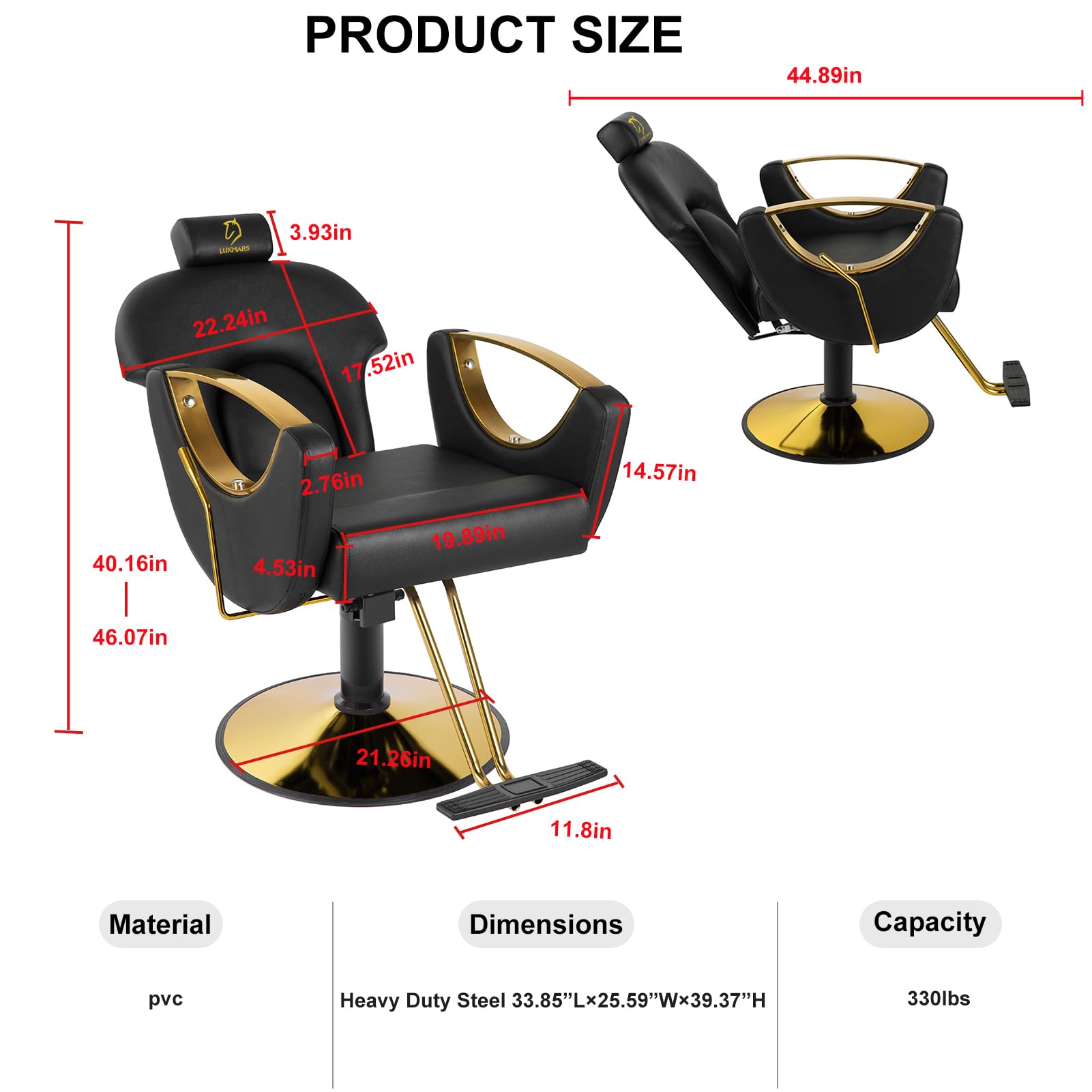 Professional Hydraulic Barber Chair - 360° Swivel Salon Chair with Adjustable Height for Hair Styling, Tattoo & Beauty Spa - Black | Perfect for Barbershops, Salons & Home Styling Stations