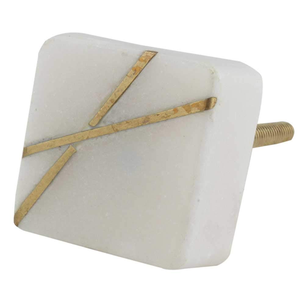 12 Pack White Marble Cabinet Knobs - Square Decorative Drawer Pulls for Dresser, Luxury Door Handles - Perfect for Home Decor, Kitchen Cabinets & Furniture Upgrades