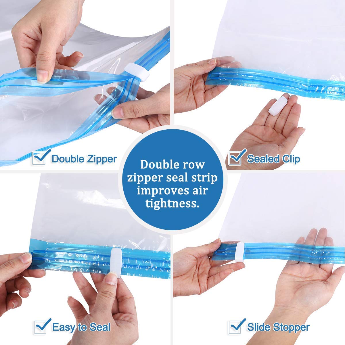 50 Pack Industrial Grade Extra Jumbo Double Seal Vacuum Storage Bags 52