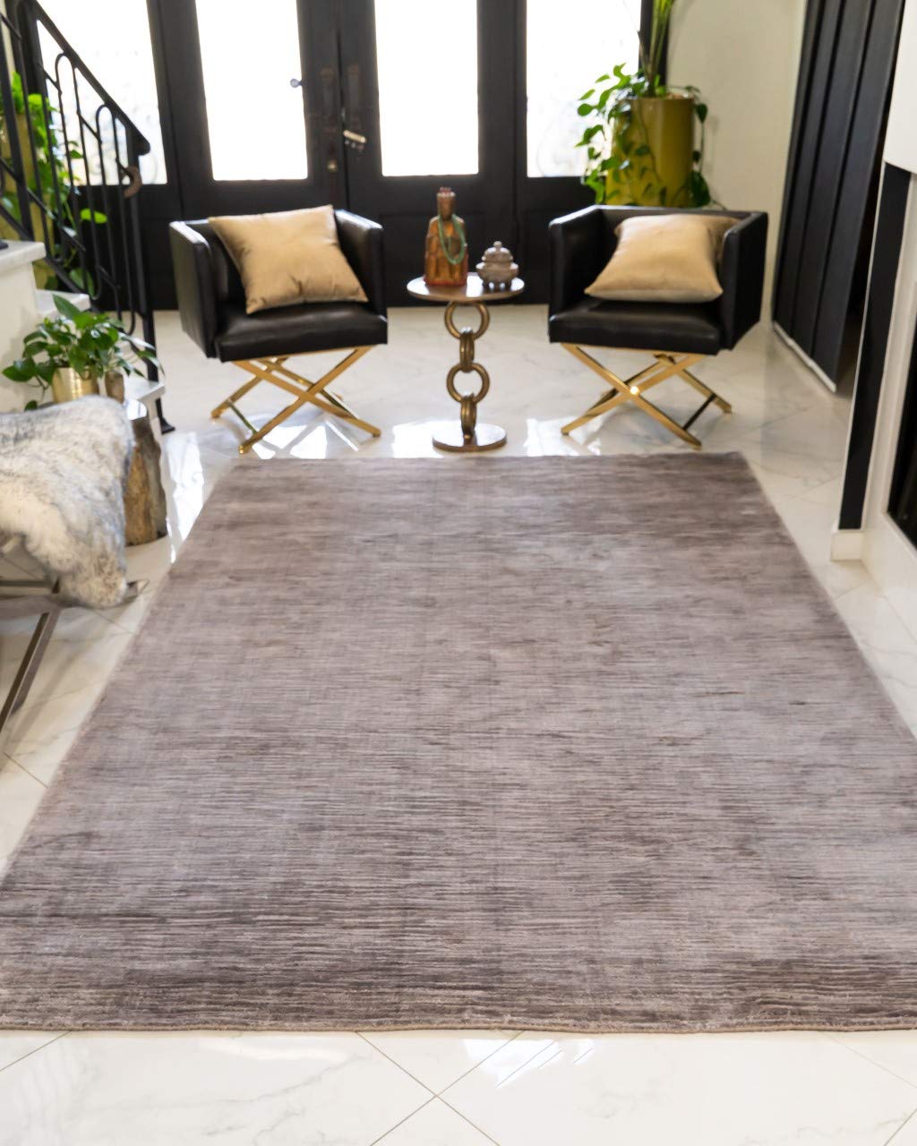 Eco-Friendly Hand Loomed Natural Fiber Area Rug - Rectangle Manning Contemporary Design, Handmade Durable Accent Rug in Grey, 6' x 9' - Perfect for Living Room, Bedroom, or Office Decor