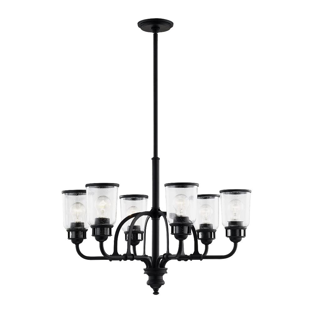 Livex Lighting 40026-04 6-Light Black Chandelier - Modern Crystal Ceiling Light Fixture for Dining Room, Bedroom & Living Room Decor