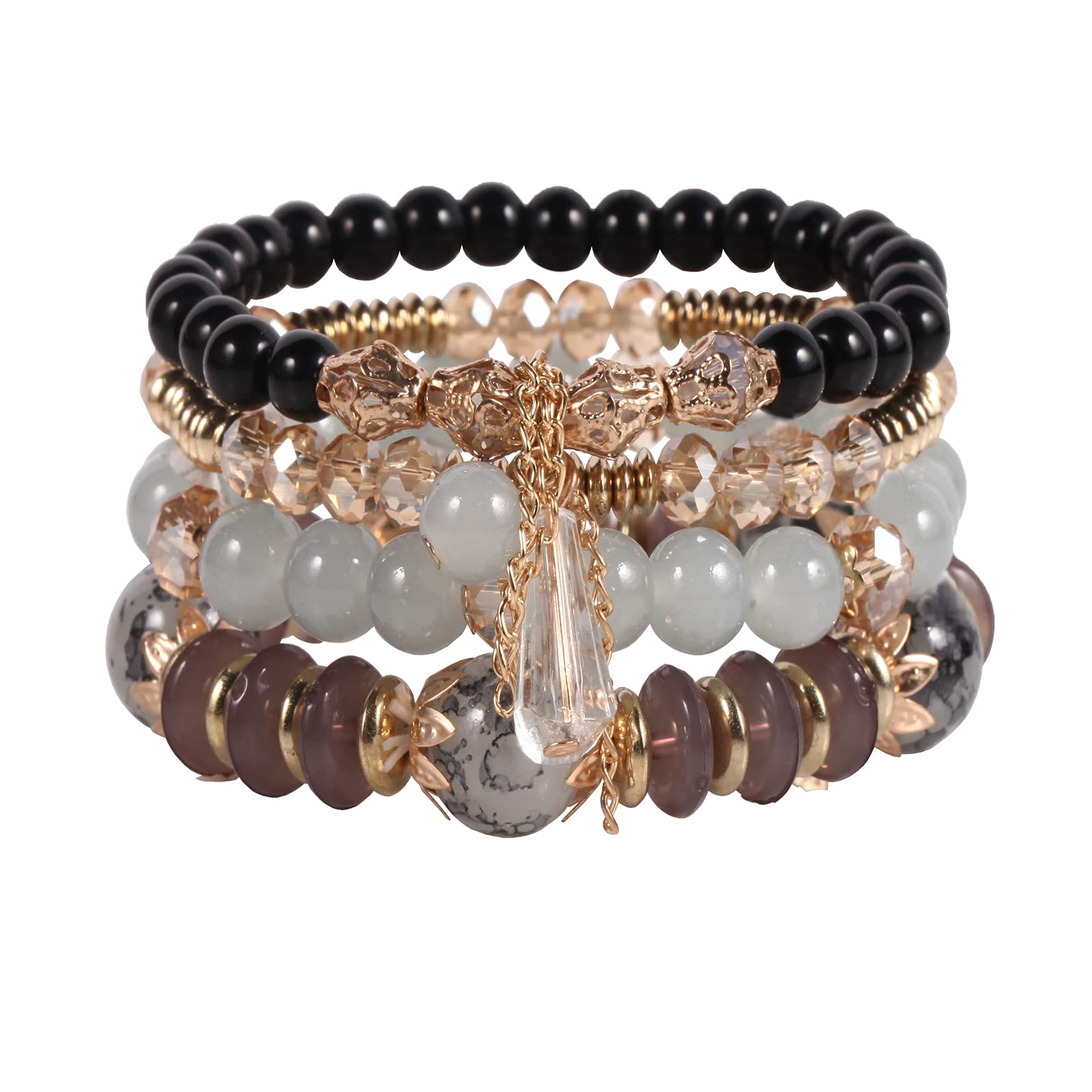 Bohemian Stackable Stretch Bracelets for Women & Girls - Colorful Beaded Charm Jewelry Set, Handmade Multilayer Beads for Everyday Wear, Parties & Gifts