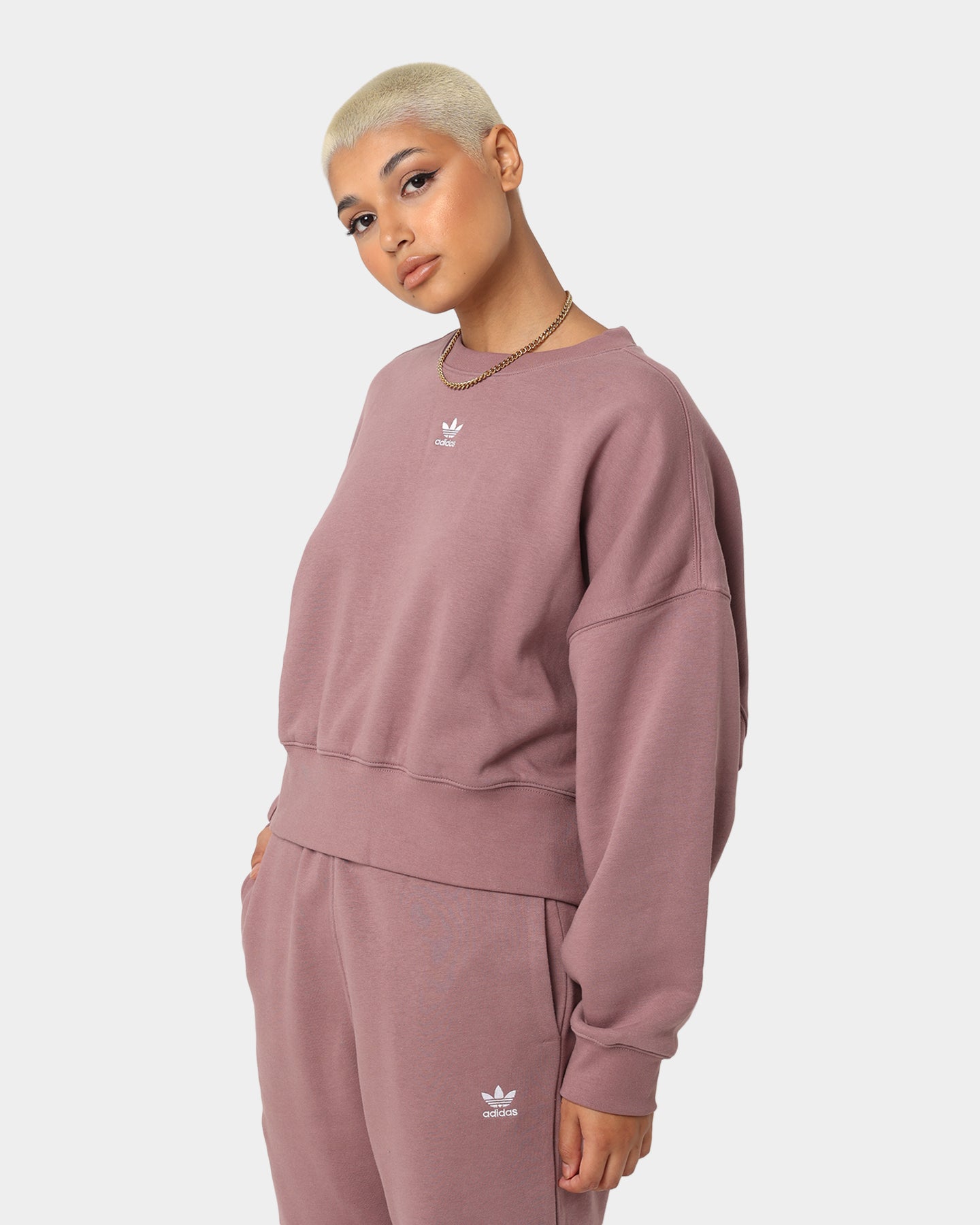 Adidas Women's Adicolor Essentials Fleece Sweatshirt - Wonder Oxide Color, Cozy Pullover Hoodie for Casual Wear, Gym & Outdoor Activities
