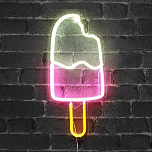 3D Ice Cream Neon Light Sign - LED Wall Decor for Bedroom, Kids Room, Party & Wedding - Valentine's Day & Birthday Gift - Cool Night Lamp for Indoor Table Decor