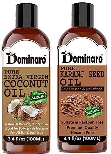 **Dominaro 100% Pure & Natural Virgin Coconut Oil & Argan Oil Combo Pack (2 x 200ml) – Organic Hair Oil for Dry, Damaged Hair – Perfect for Hair Growth, Scalp Care & Deep Conditioning**    *(Use for daily hair nourishment, frizz control, split end repair, and natural shine enhancement)*