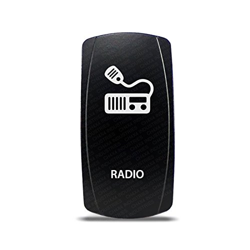 CH4X4 Marine Rocker Switch with Radio Symbol & Red LED - Waterproof Boat Switch for Marine, RV, and Off-Road Vehicle Electrical Systems