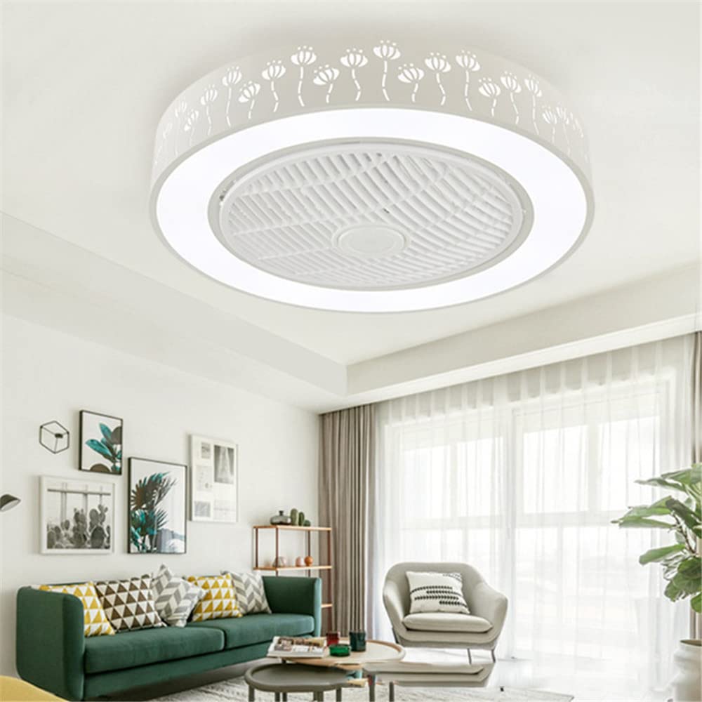 Modern LED Ceiling Fan with Remote Control - 3 Color Temperatures, Adjustable Dimming & 3 Speed Settings - Low Profile Enclosed Fan Light for Living Room, Bedroom, Home Office - Energy Efficient Cooling & Ambient Lighting Solution