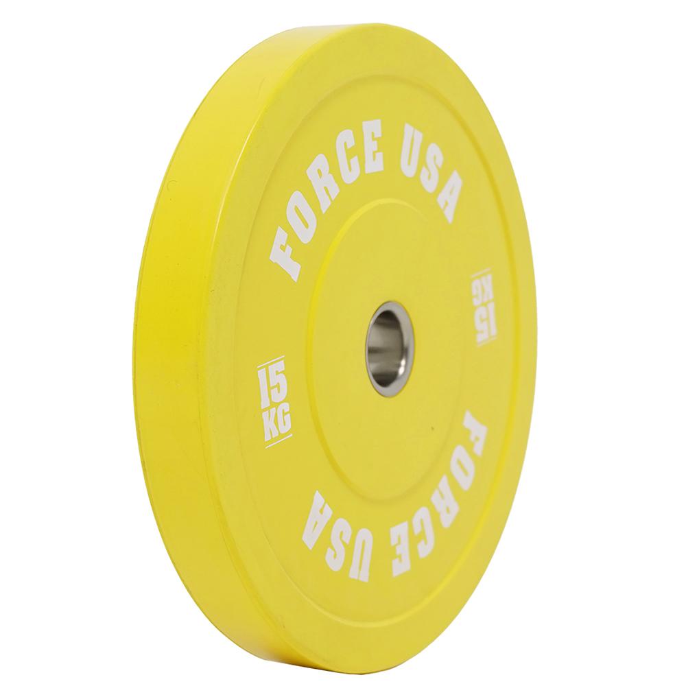 Force USA Pro Grade Coloured Bumper Plates - Olympic Weight Plates for CrossFit, Powerlifting & Home Gym (Sold Individually) - Perfect for Strength Training & Functional Fitness Workouts