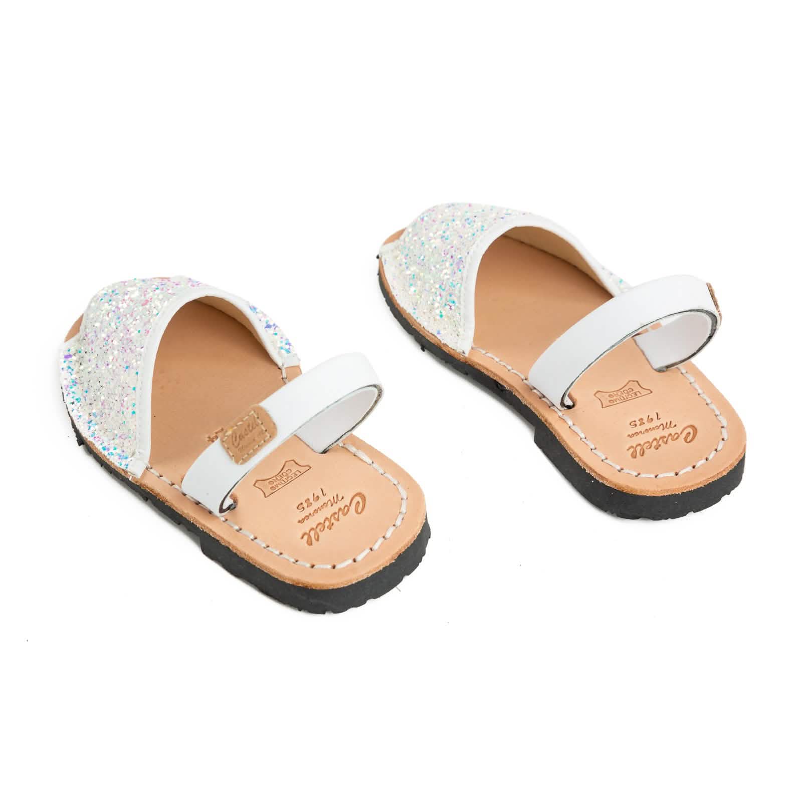 Glittery Leather Menorcan Sandals for Kids - Iker 1097R Stretchable Comfortable Beach Shoes | Perfect for Summer Vacation, Pool Parties & Outdoor Play