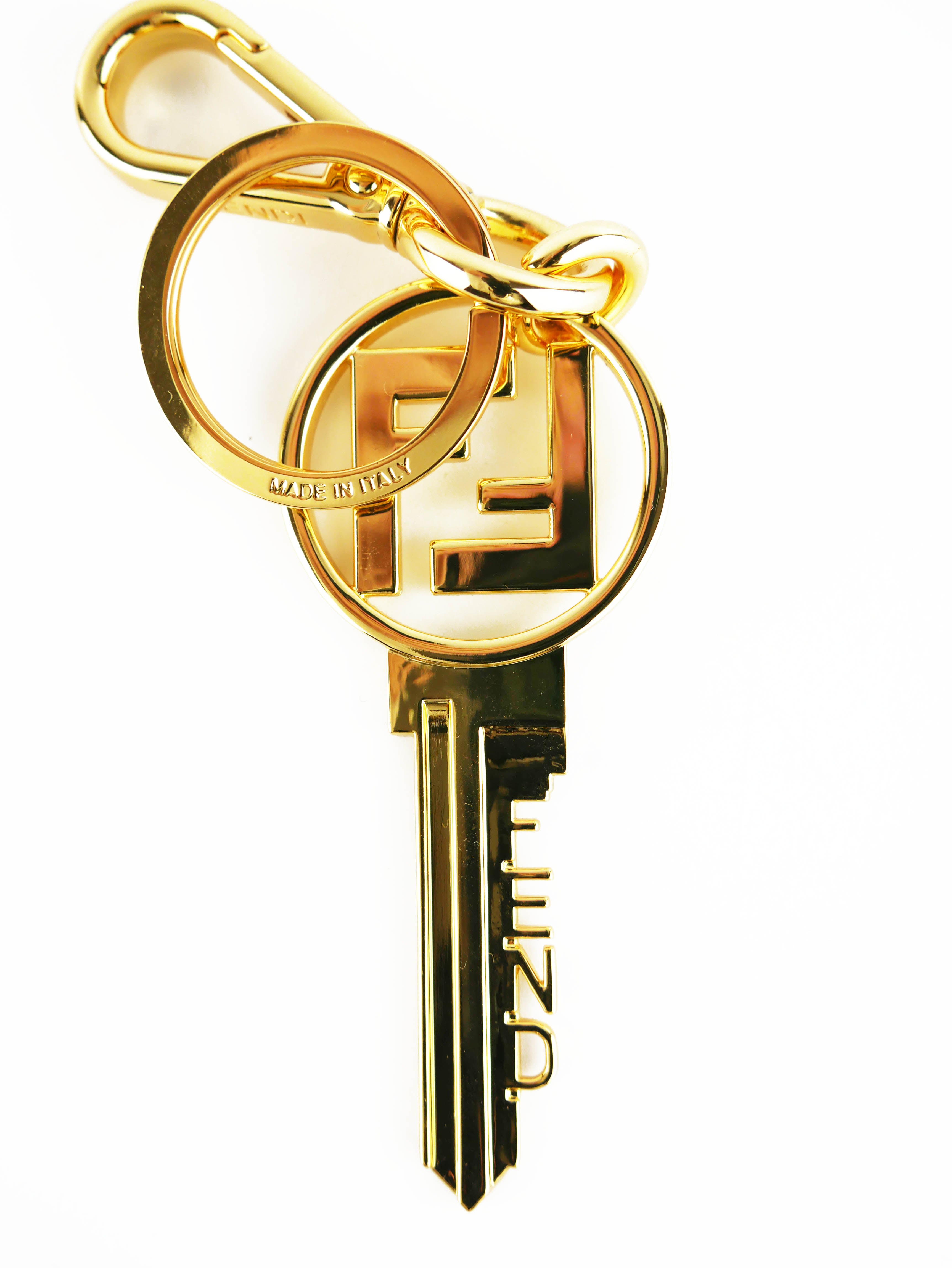 Fendi Gold Key Keychain - Luxury Designer Keyring for Women & Men - Perfect for Handbags, Wallets & Gifts