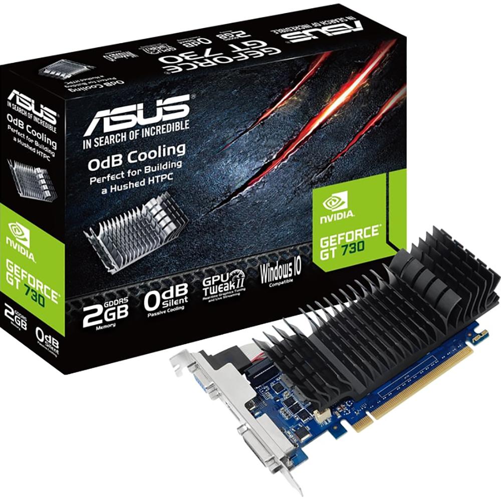 ASUS GeForce GT 730 2GB GDDR5 Low Profile Graphics Card - 4K Ready, Dual Monitor Support, Silent Cooling - Perfect for Home Office, Gaming & Multimedia PCs