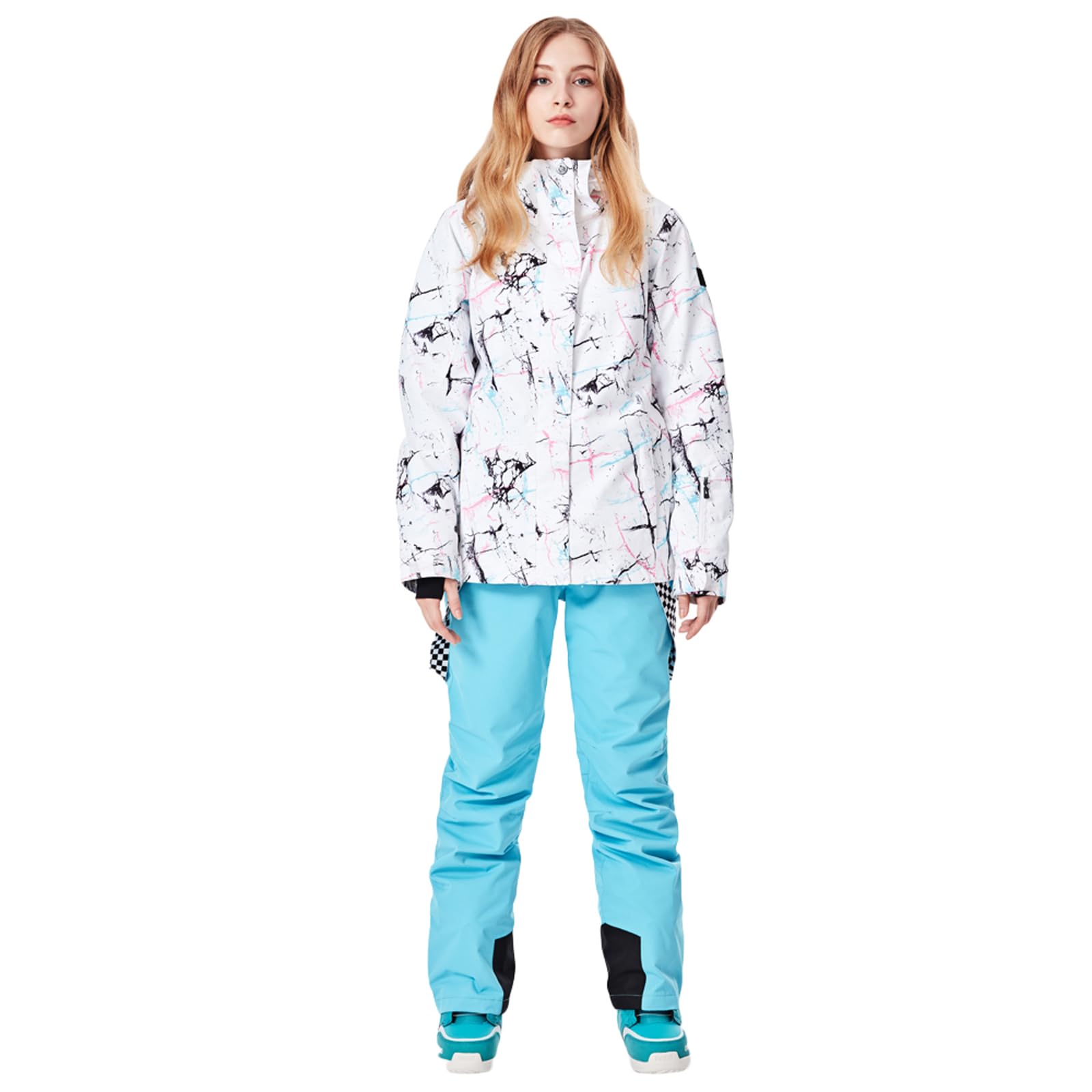 GS SNOWING Women's Ski Jacket & Pants Set - Windproof Waterproof Insulated Snowsuit for Winter Warmth - Perfect for Snowboarding, Skiing & Cold Weather Activities