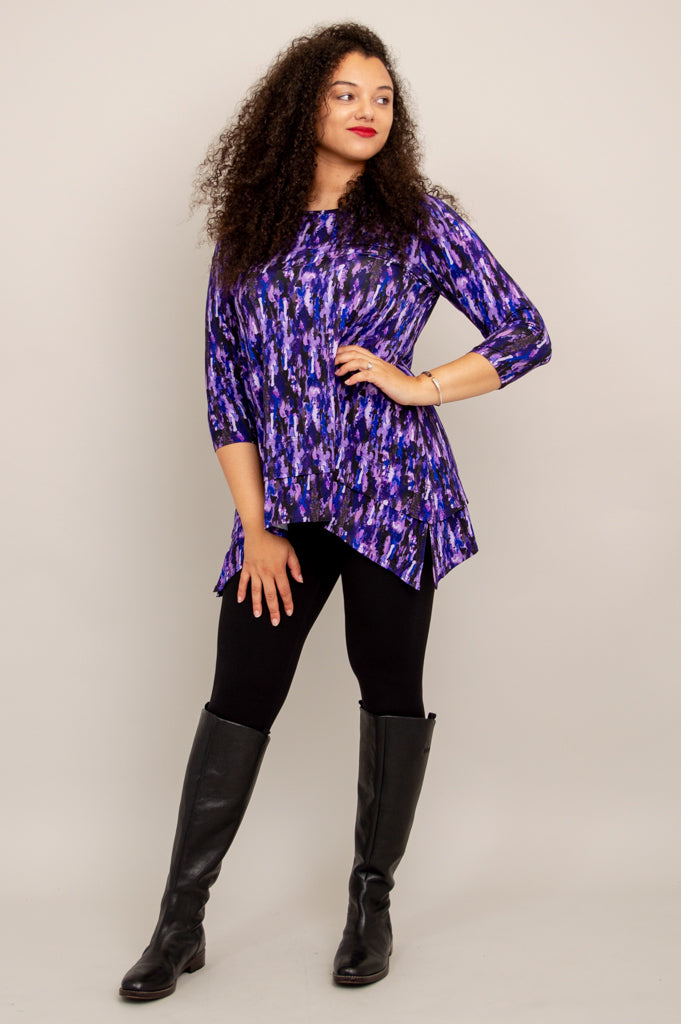 Kindness Tunic Top for Women - Soft Bamboo Fabric in Plum Rain Color - Perfect for Casual Wear, Office Outfits & Summer Dresses