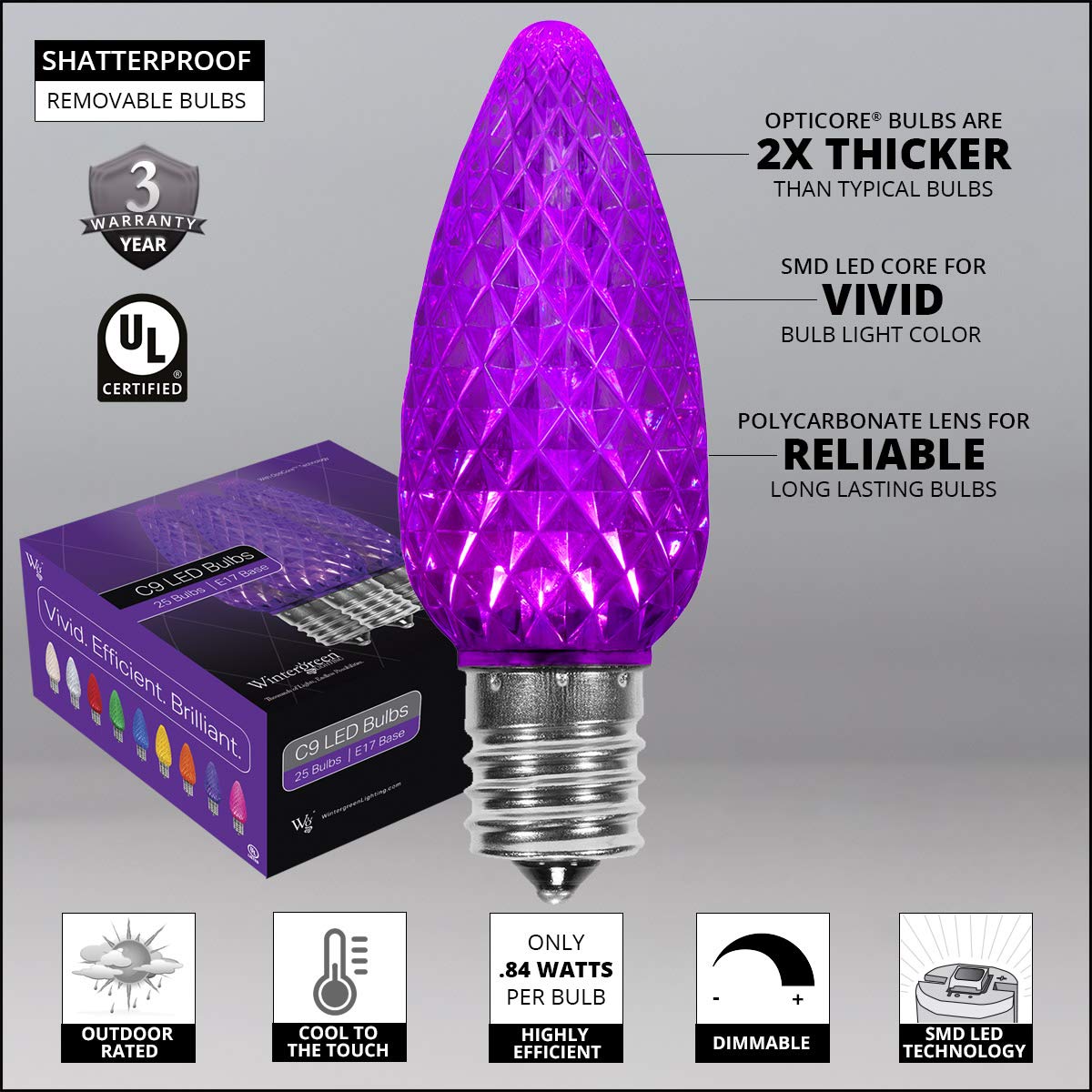 Purple Halloween String Lights - 25ft Outdoor Heavy Duty for Fall & Halloween Decor