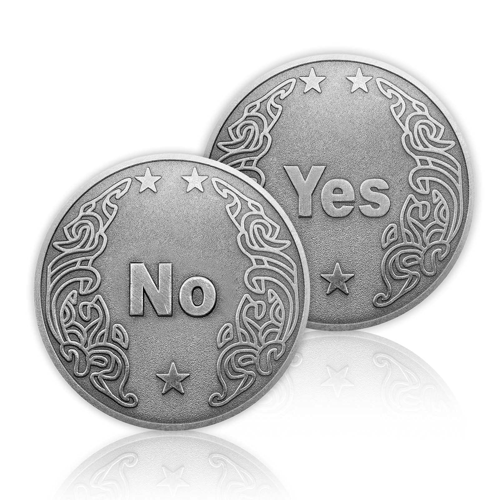 ForFine Yes or No Decision Coin - Challenge Coin for Games, Gifts & Collectibles | Ancient Silver Commemorative Medal for Parties, Art & Souvenirs | Perfect for Decision Making, Coin Toss Games & Unique Gifts