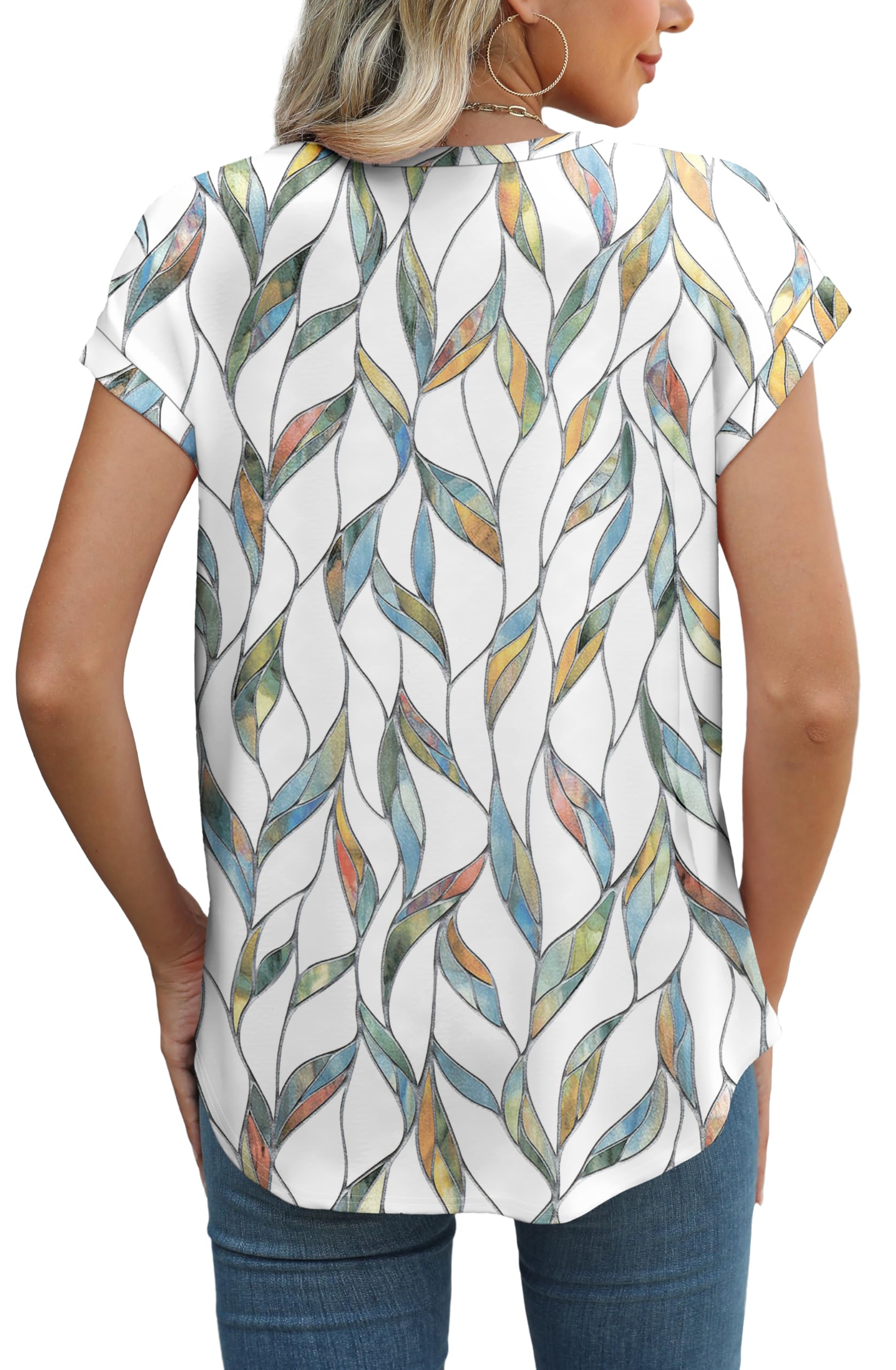 XIEERDUO Women's Short Sleeve Blouse - Elegant Casual Cap Sleeve Top with Curved Hem for Office, Dating & Everyday Wear | Flattering Fit Ladies Shirt