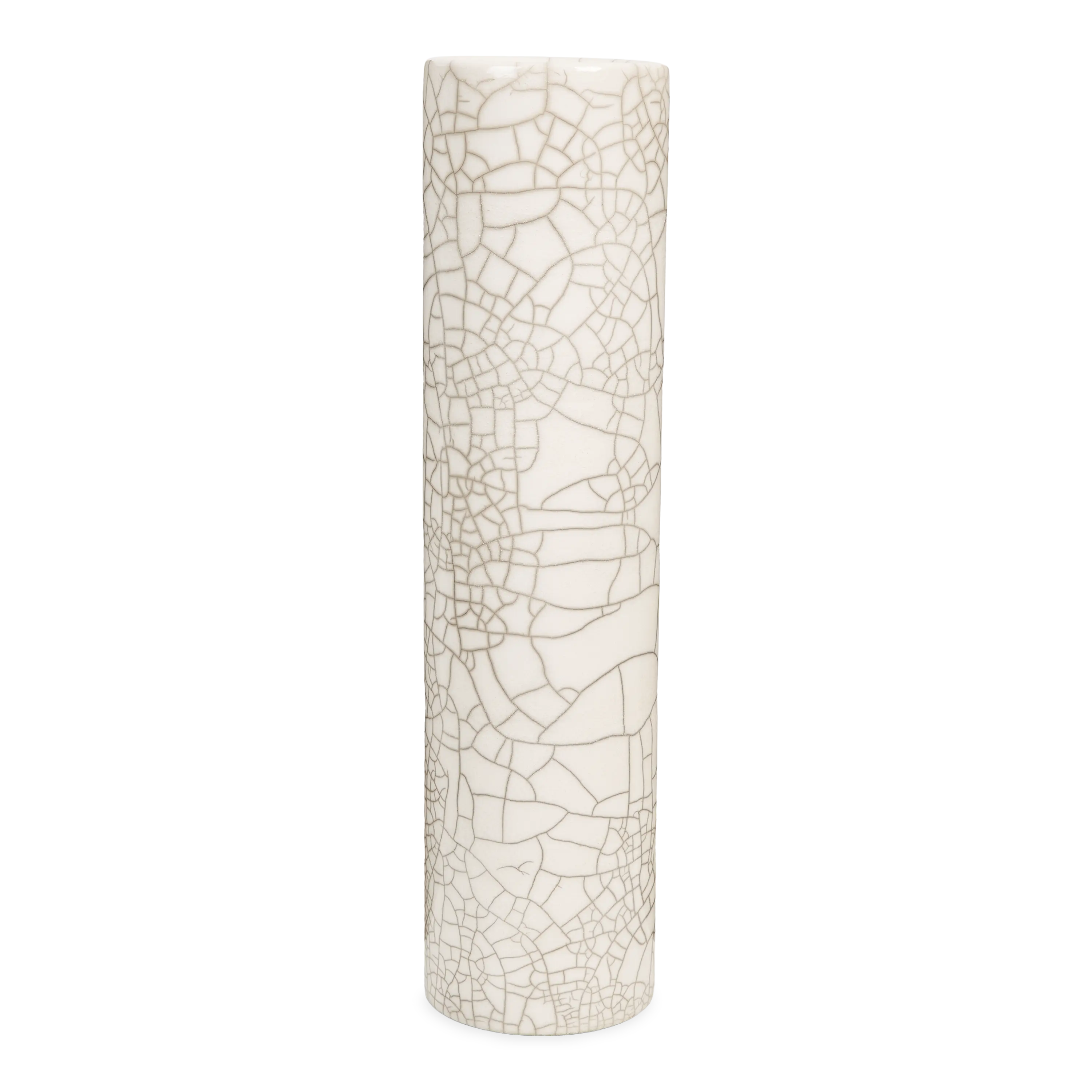 Handmade Crackle Glass Cylinder Vase - Modern Home Decor for Centerpieces, Wedding Decorations & Living Room Accents