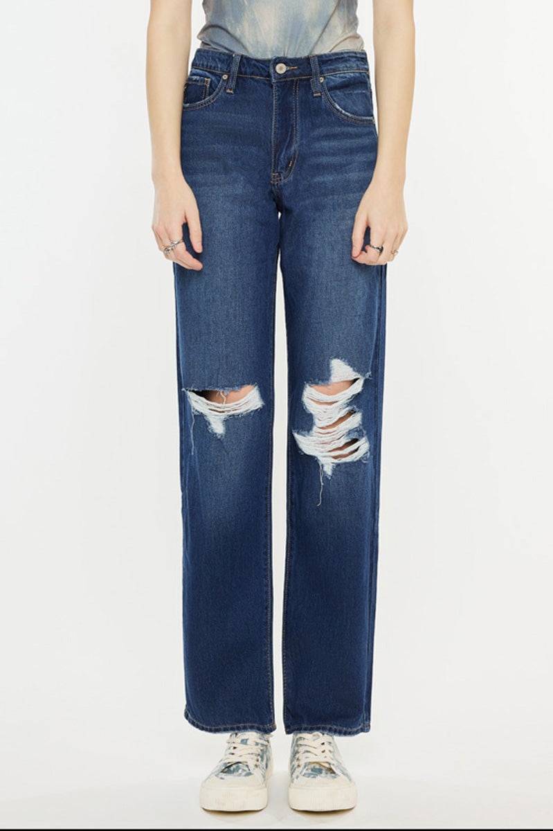 Wrene Ultra High Rise 90's Boyfriend Jeans for Women - Vintage Distressed Denim Pants with Stretch - Perfect for Casual Outfits, Street Style & Retro Fashion