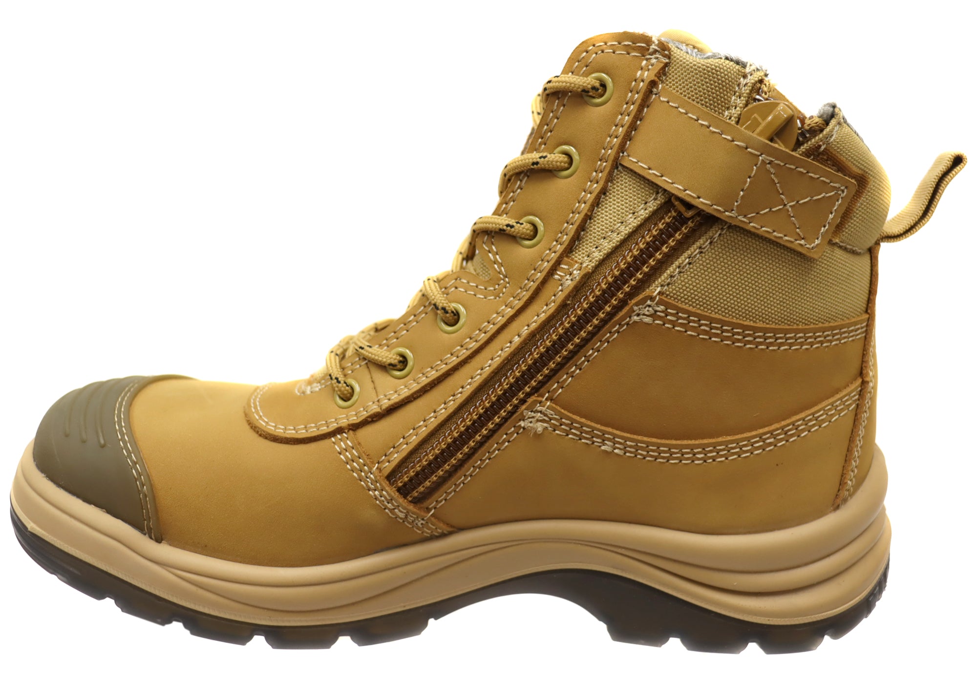 KingGee Men's Composite Toe Safety Work Boots with Zip & Lace Closure - Durable Steel Blue Tradie Boots for Construction, Warehouse & Outdoor Work