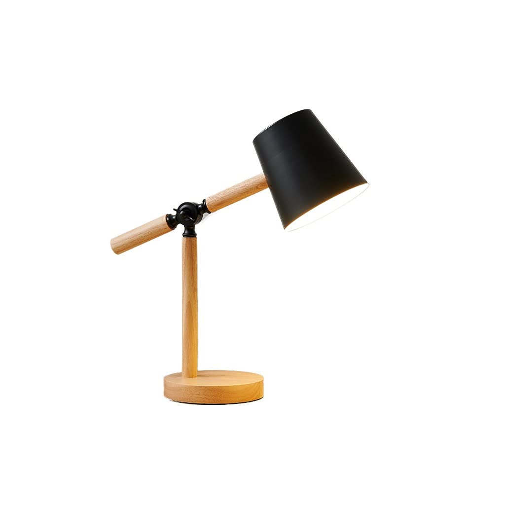 Adjustable Solid Wood LED Desk Lamp - Modern Minimalist Eye-Caring Table Light for Home Office, Bedroom & Study - Black Desk Lamp for Reading, Working & Nightstand Use