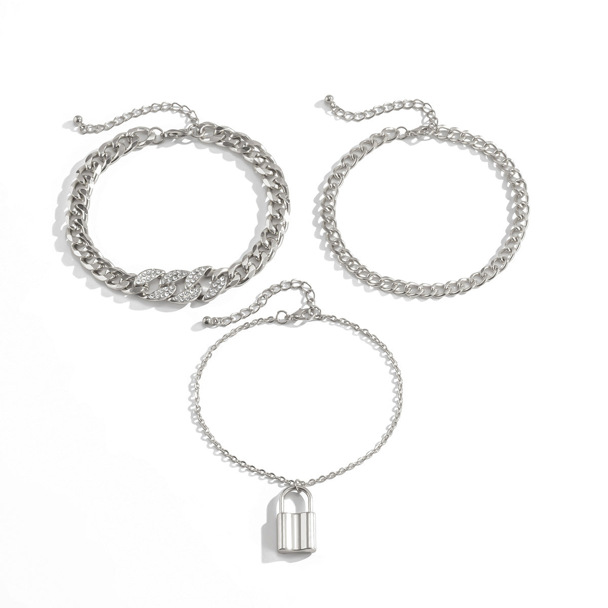 Retro Stacking Micro Inlaid Fashion Anklet for Women - Hip Hop Cuban Chain Lock Design Jewelry - Perfect for Parties, Concerts and Streetwear Style