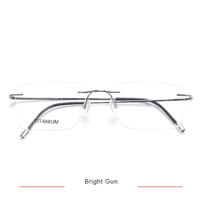 Brightzone Unisex Rimless Square Polygon Titanium Eyeglasses 71611 - Lightweight & Durable Frame for Reading, Work & Fashion - Perfect for Office, Driving & Daily Wear