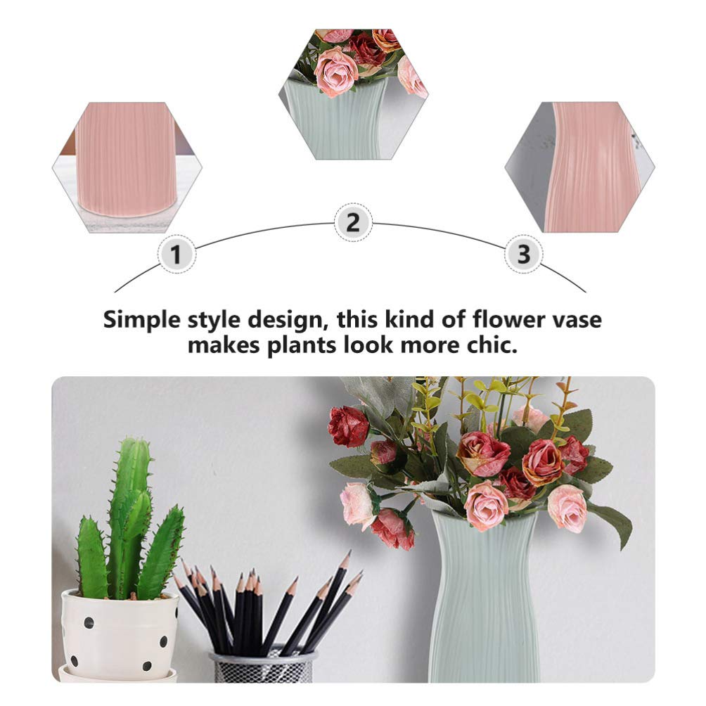 DOITOOL 2-Pack Plastic Flower Vases - Imitation Ceramic Nordic Style Home Decor for Floral Arrangements, Table Centerpiece, Wedding & Living Room Decor (White)