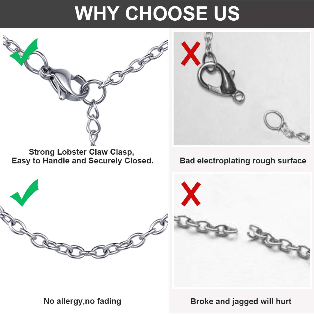 ChainsHouse Thin Rolo Chain Necklaces for Women & Men - 1.4MM/2MM Stainless Steel Cable Chains with 5cm Extender - 14K Gold, Rose Gold & Black Plated Options - 16-30 Inch Adjustable Length - Perfect for Layering, Gifting & Everyday Wear