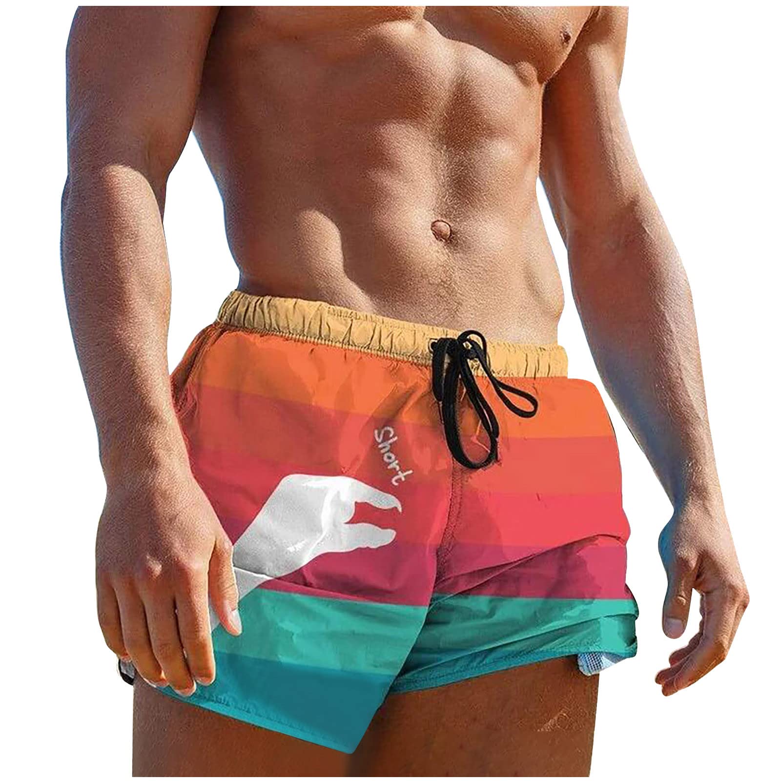 **CTPDG Men's Quick Dry Swim Trunks with Pockets & Adjustable Waist - Comfortable Board Shorts for Swimming, Beach, and Pool Activities**