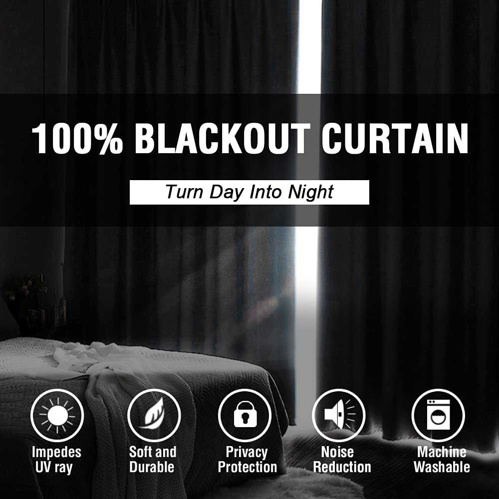 H.VERSAILTEX 100% Blackout Thermal Insulated Curtains - 84 Inch Length Rod Pocket Drapes with Black Liner (2 Panels, Navy) for Bedroom & Living Room - Perfect for Light Blocking, Privacy & Energy Efficiency