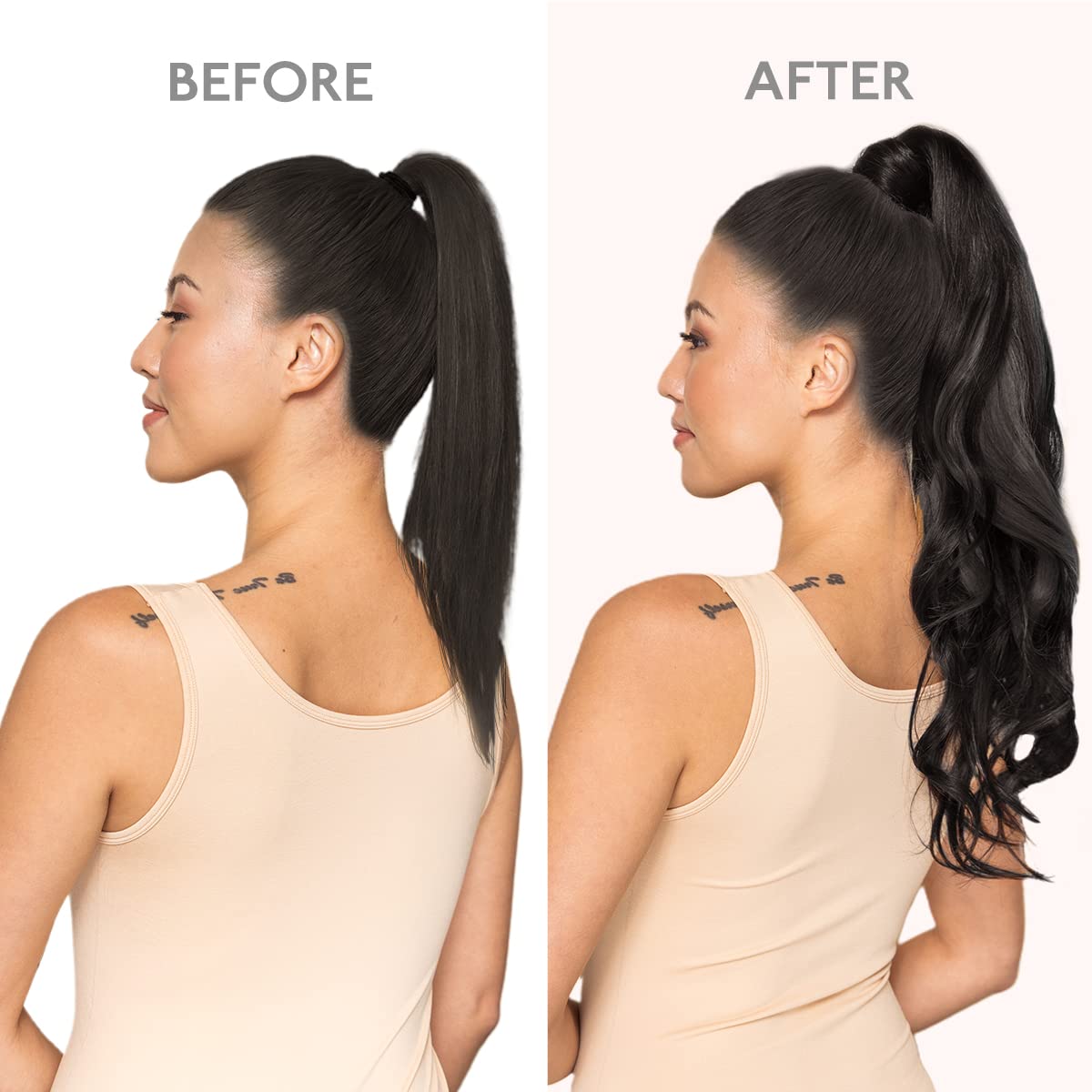 WENNALIFE 14 Inch 80g Natural Black Human Hair Ponytail Extension - Clip in Wrap Around Remy Hairpiece for Women | Perfect for Parties, Weddings & Everyday Styling