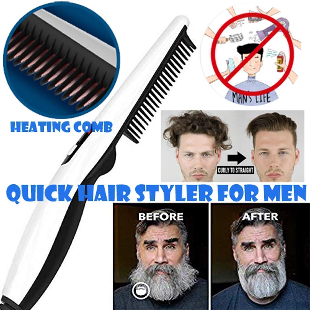 Scotputt Electric Beard Comb & Hair Styling Iron for Men - Professional Mustache & Sideburns Straightener - Perfect for Grooming, Styling & Daily Use at Home or Travel