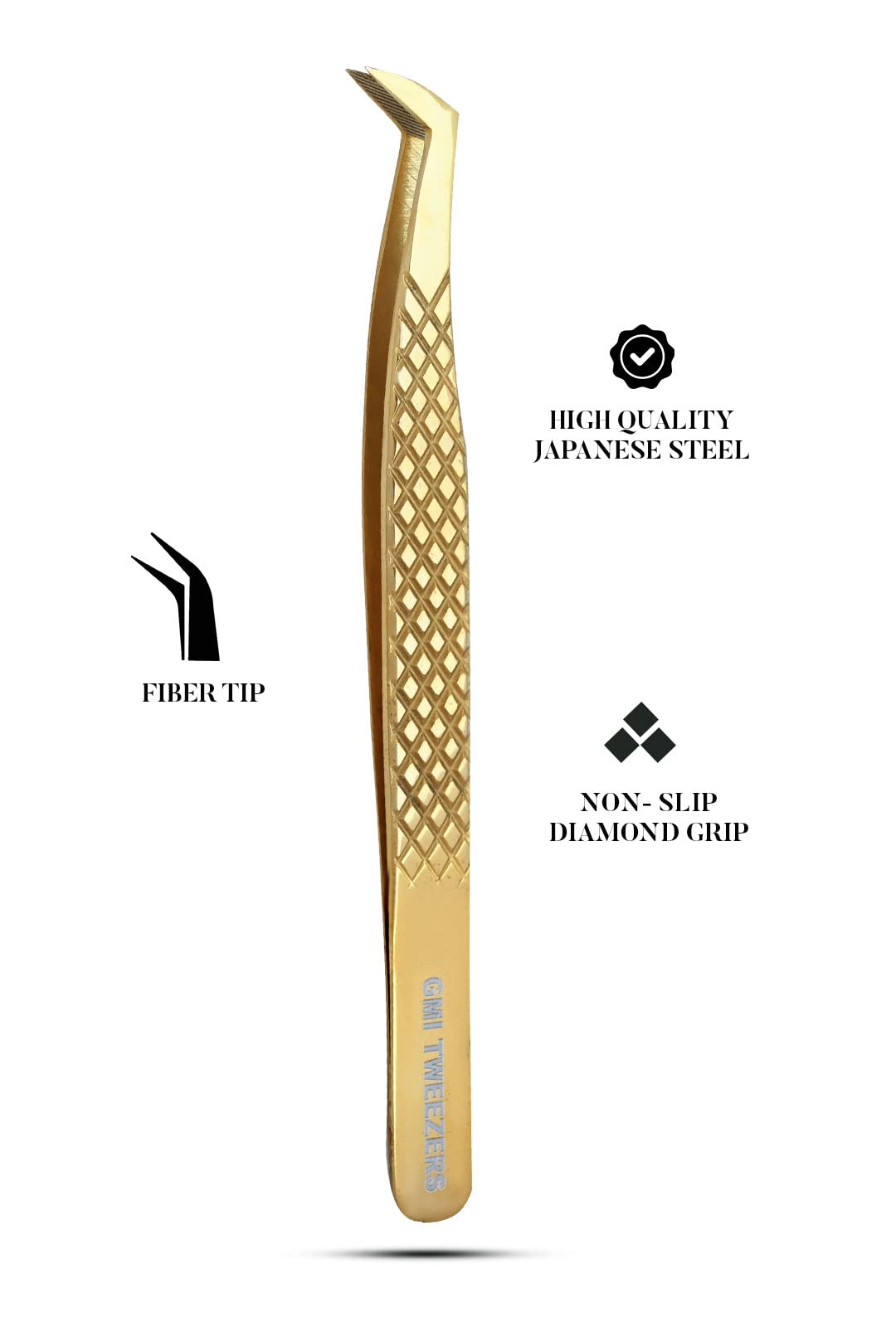 Professional Golden Fiber Tip Lash Tweezer for Eyelash Extensions - Precision Eyelash Extension Tools for Salon & Home Use