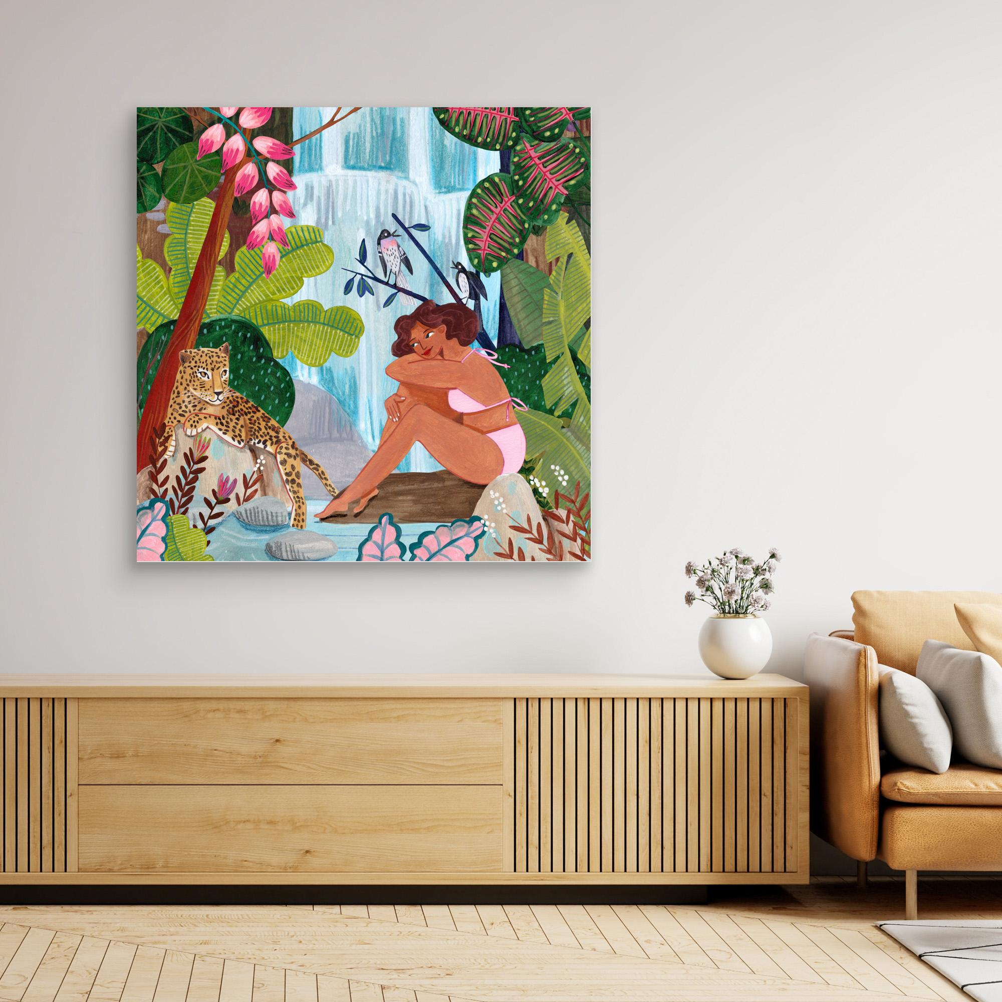 Caroline Bonne Müller Waterfall Canvas Print - Nature Wall Art Decor for Living Room, Bedroom & Office