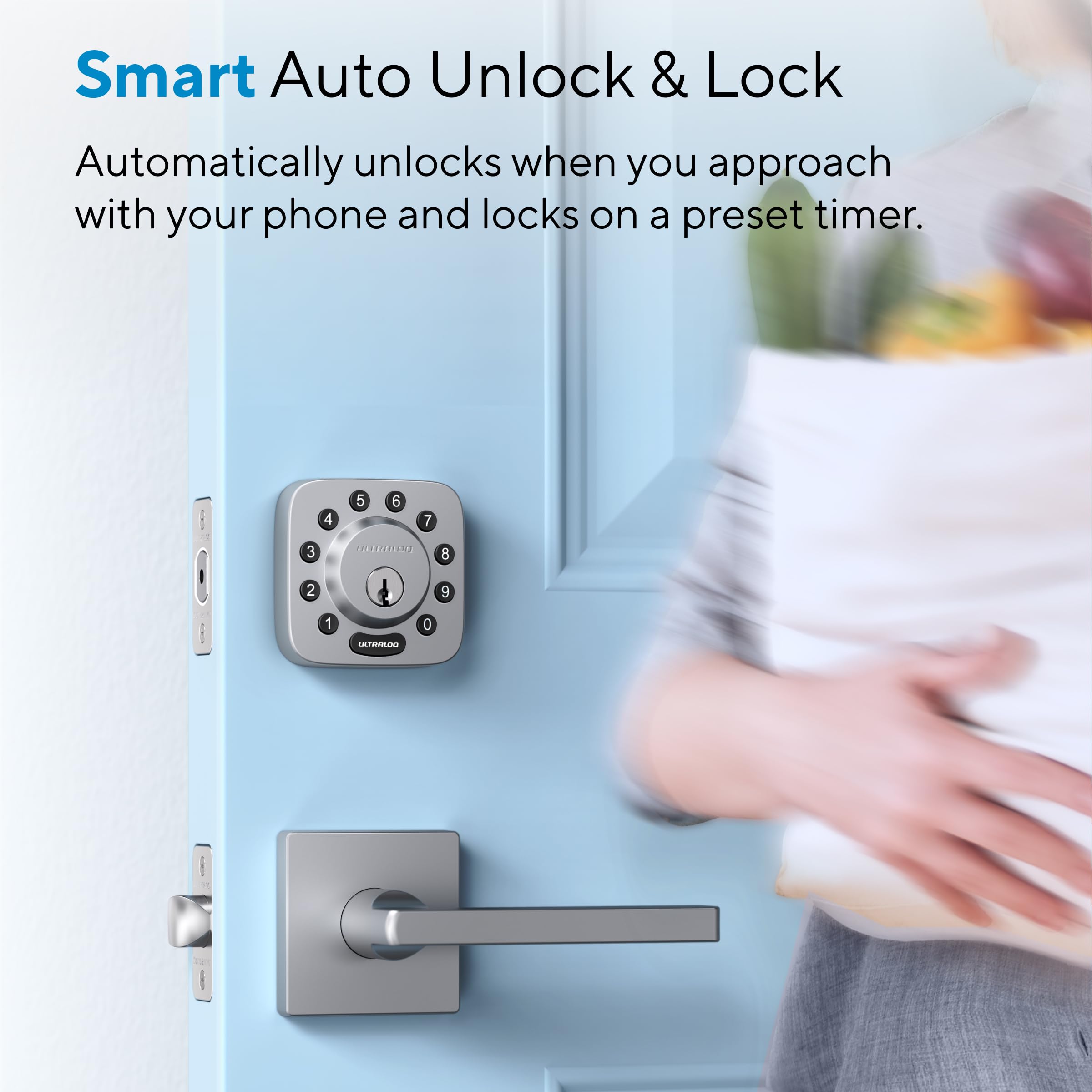 ULTRALOQ U-Bolt Smart Lock with WiFi Bridge - Keyless Entry Door Lock for Front Door - Smart Deadbolt with App Remote Control & Auto Lock - Share Access Codes - Satin Nickel Finish | Secure Smart Home & Vacation Rental Solution