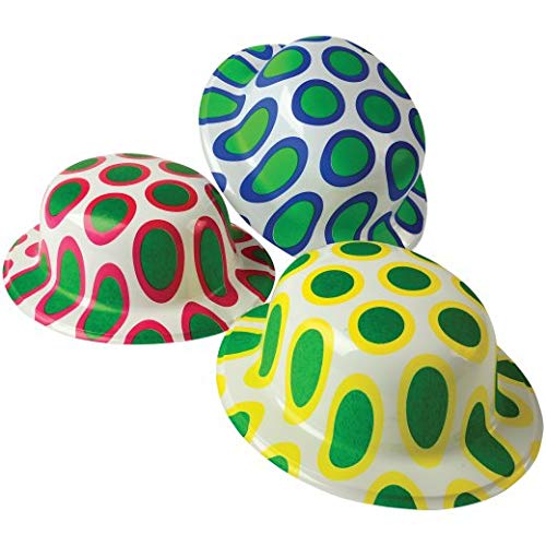 Green Polka Dot Plastic Derbies - 12PC for Kids Dress Up & Play