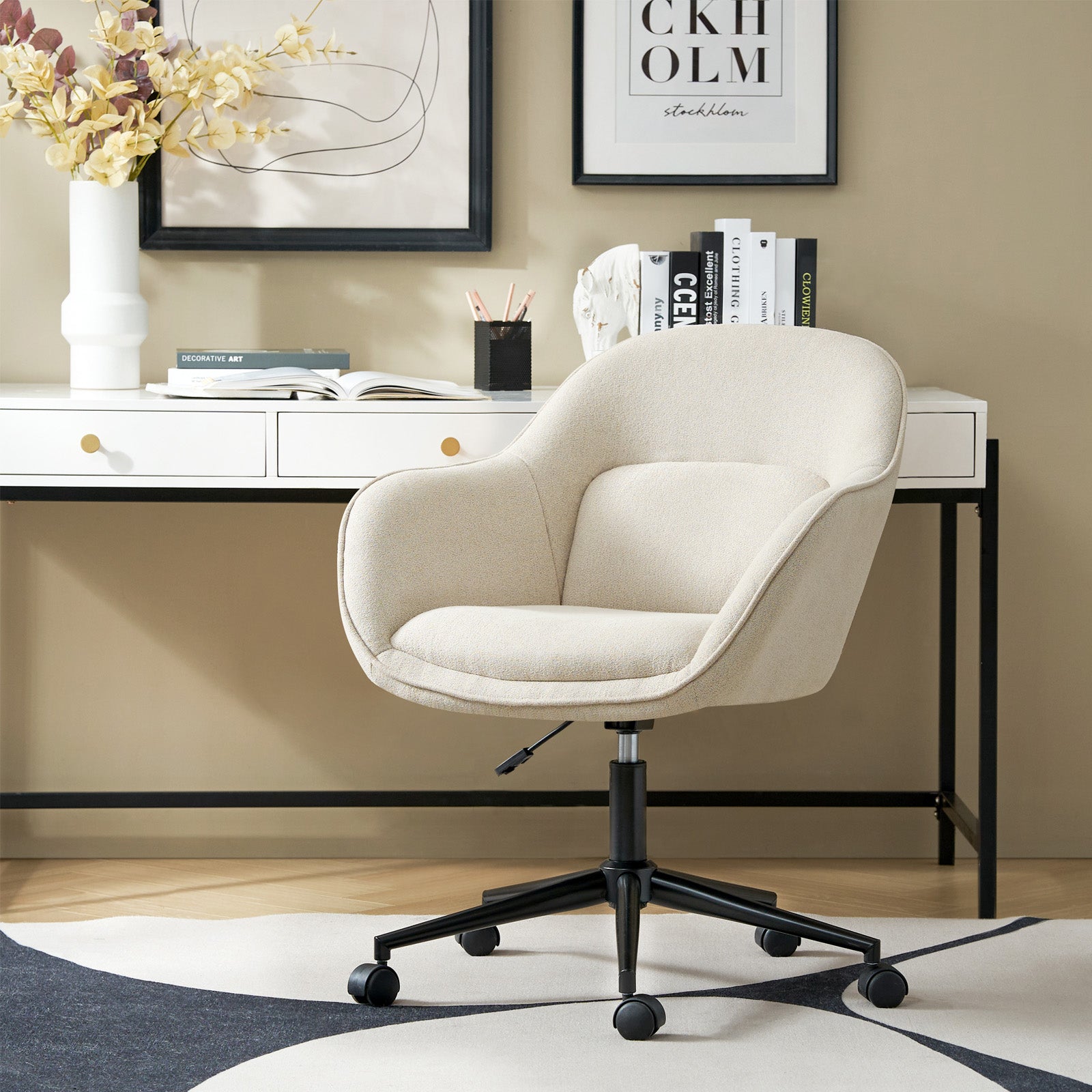 Modern Adjustable Height Cozy Office Chair for Home & Work - Ergonomic Desk Chair with Lumbar Support for Long Hours Sitting - Perfect for Home Office, Gaming, and Study