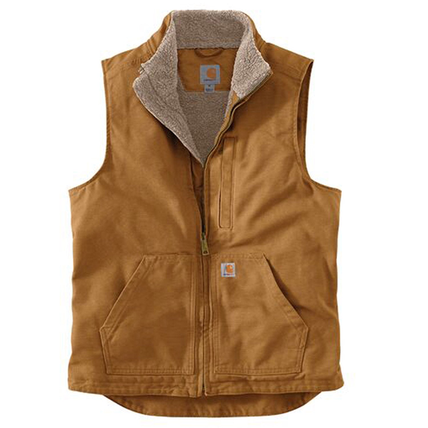 Carhartt Men's Washed Duck Mock Neck Vest - Durable Workwear for Outdoor Jobs, Hunting & Cold Weather Layering