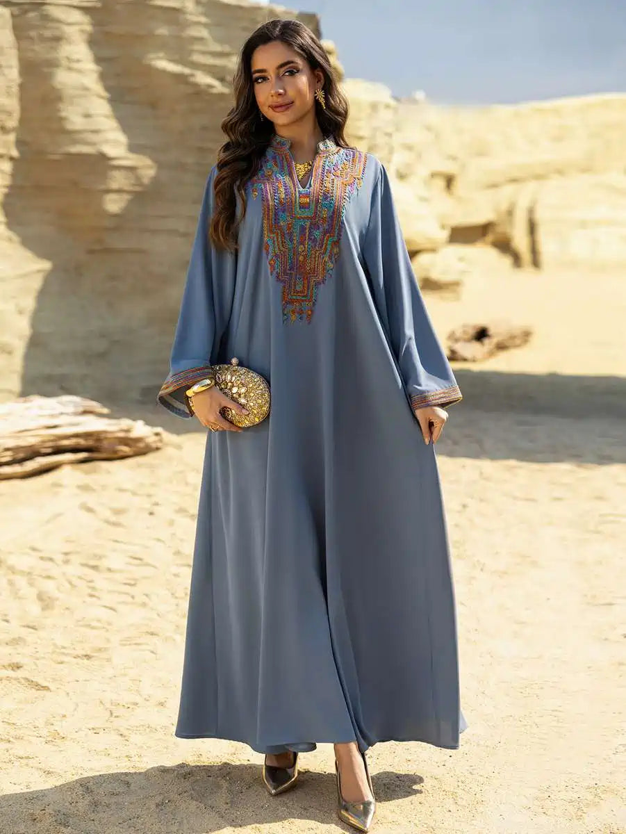 Elegant Eid Dress with Rope Embroidery - Flowy Caftan Kaftan #25459 for Women | Perfect for Eid Celebrations, Weddings & Special Occasions