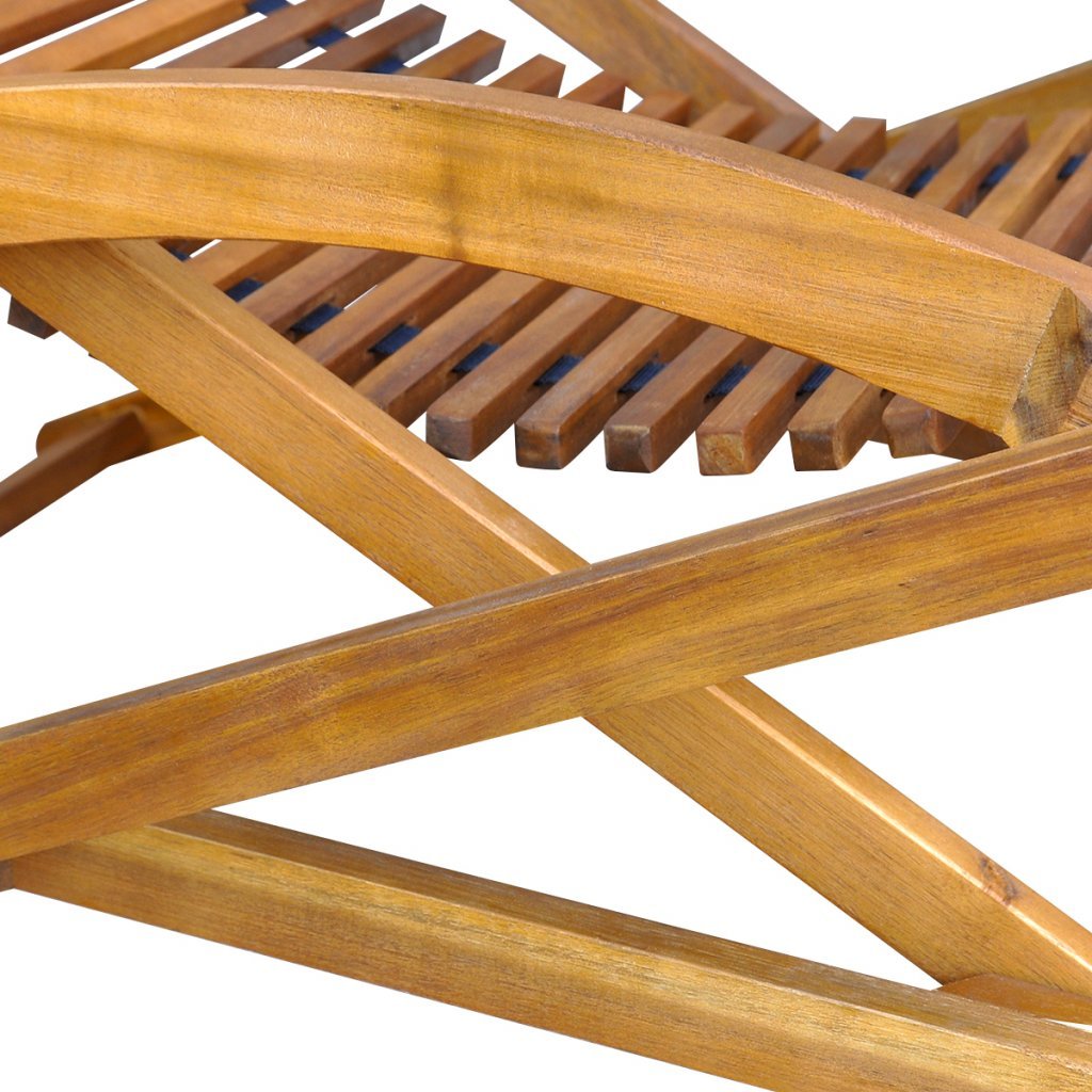 Festnight Folding Outdoor Patio Chaise Lounge Chair with Adjustable Footrest - Acacia Wood Sun Lounger for Backyard, Poolside, Garden & Beach - Perfect for Relaxing, Sunbathing & Outdoor Lounging
