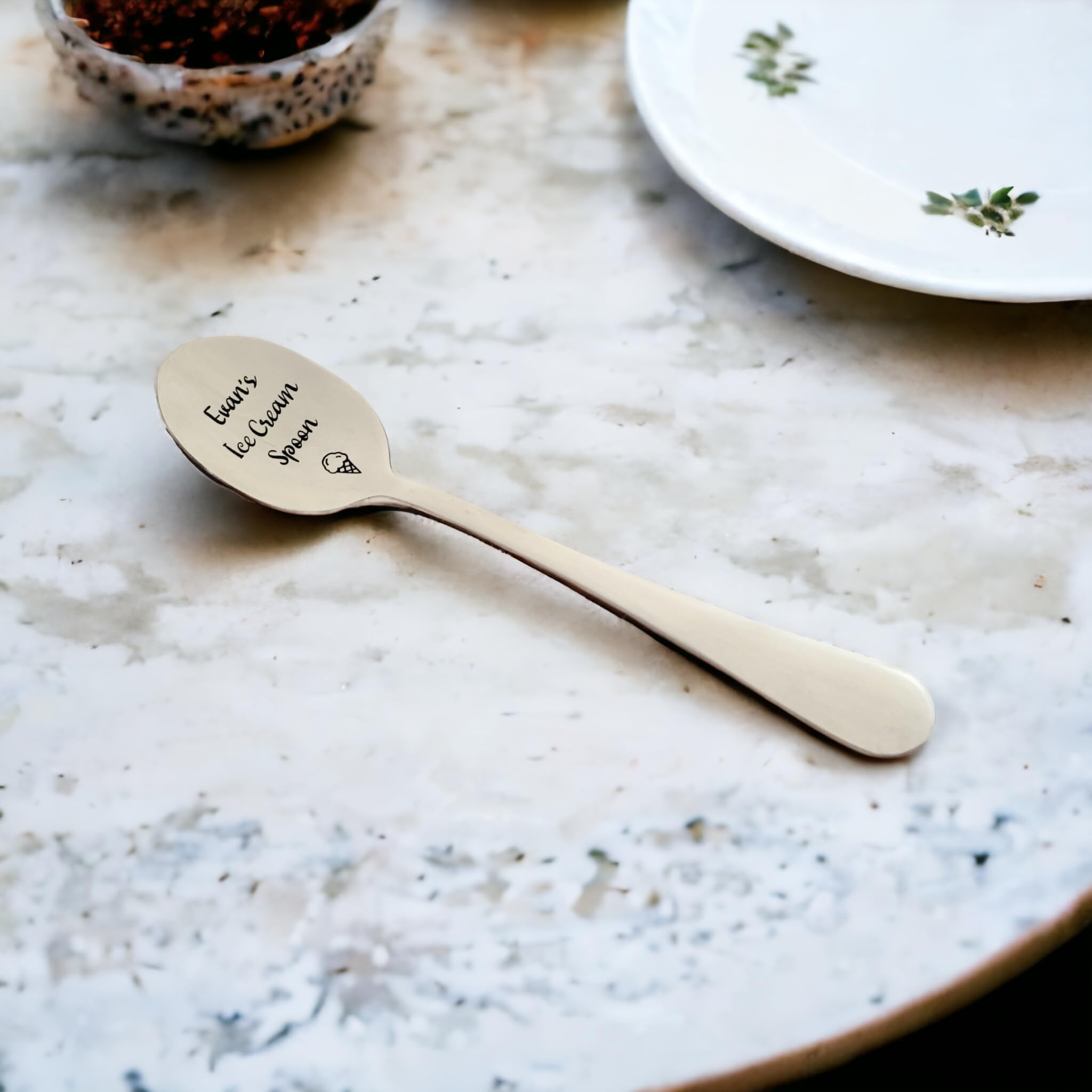 Custom Engraved Ice Cream Spoon - Personalized Ice Cream Spoon Gift for Him or Her - Unique Ice Cream Scoop for Dessert Lovers - Perfect for Birthday, Anniversary, Wedding & Housewarming Gifts