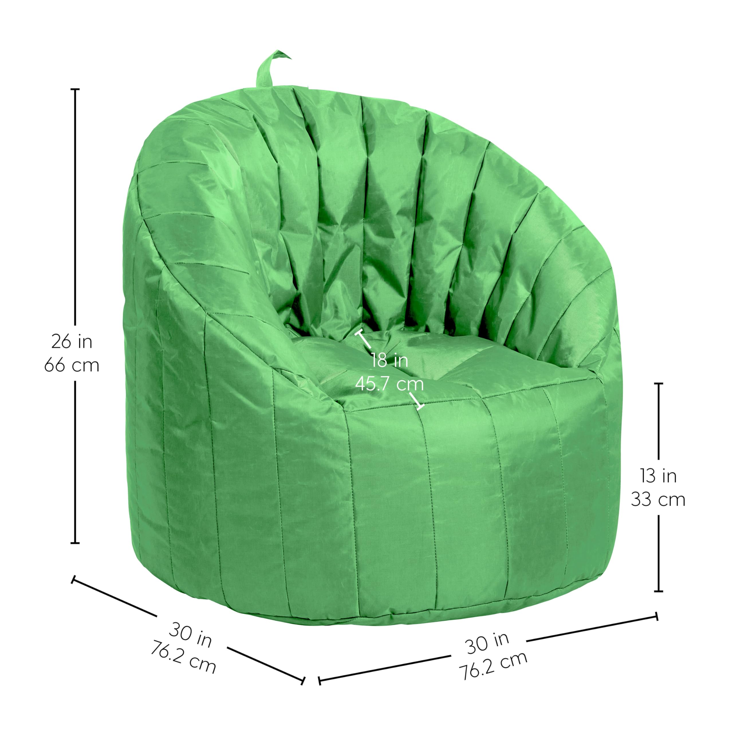 FDP Cali Seashell Bean Bag Chair - Durable, Water-Resistant Oxford Nylon Cover for Kids, Teens & Adults | Tear-Resistant, Easy-Carry Handle | Perfect for Living Rooms, Dorms, Gaming Rooms & Outdoor Use - Grassy Green