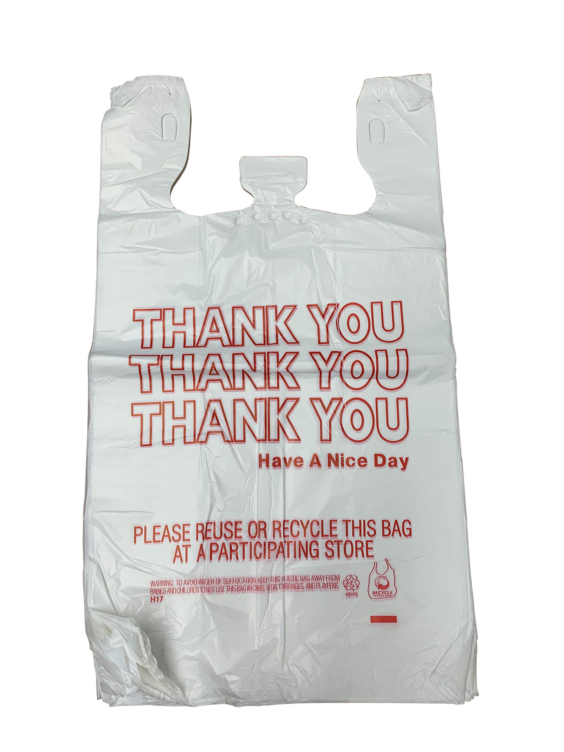 3-Pack HDPE Plastic Grocery Bags with Handles - 11.5