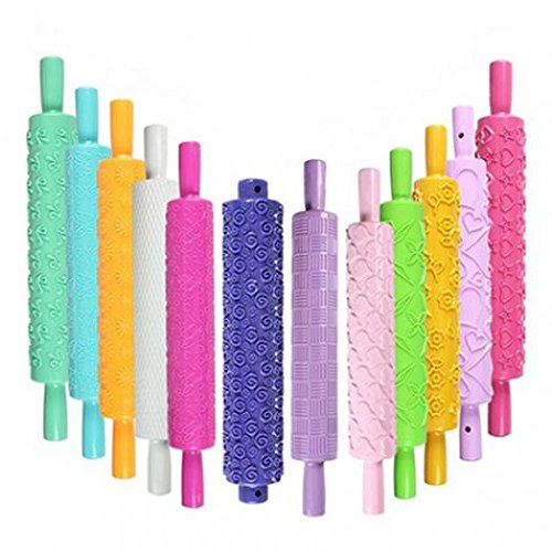 12-Piece Baking Tools Set - Fondant Cake Decorating Rolling Pin with 9 Patterns | Premium Home Kitchen Accessories for Baking, Cake Decorating & DIY Crafts