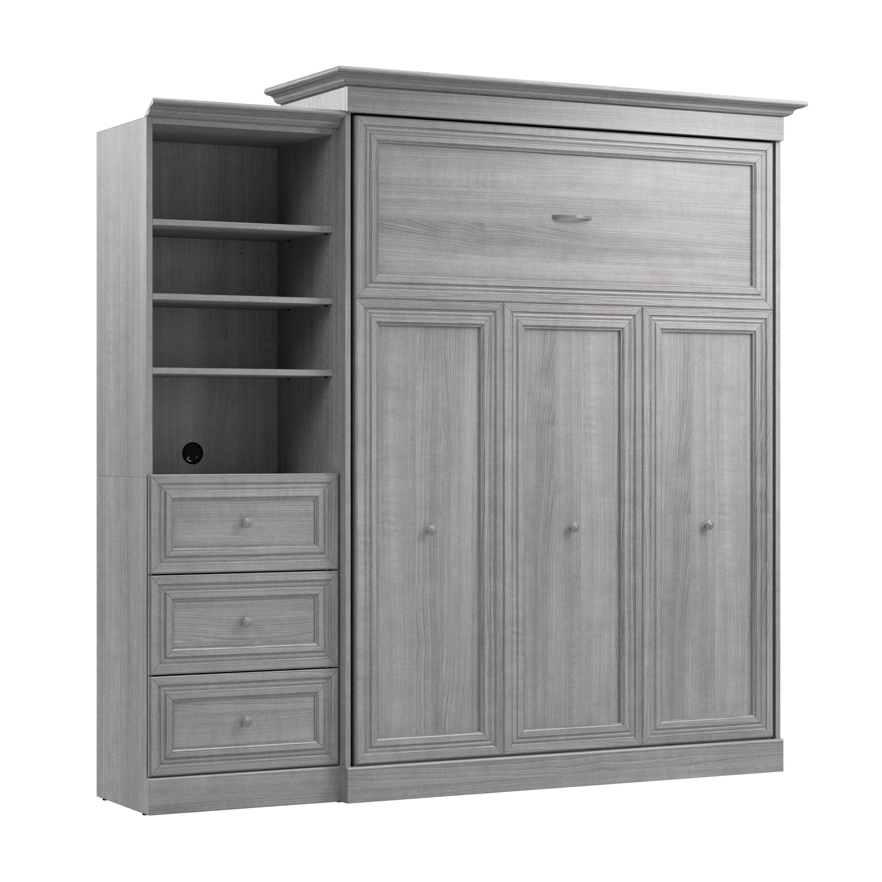 Space-Saving Queen Murphy Wall Bed with Built-In Closet & Drawers - 2 Color Options | Perfect for Small Apartments, Guest Rooms & Home Offices