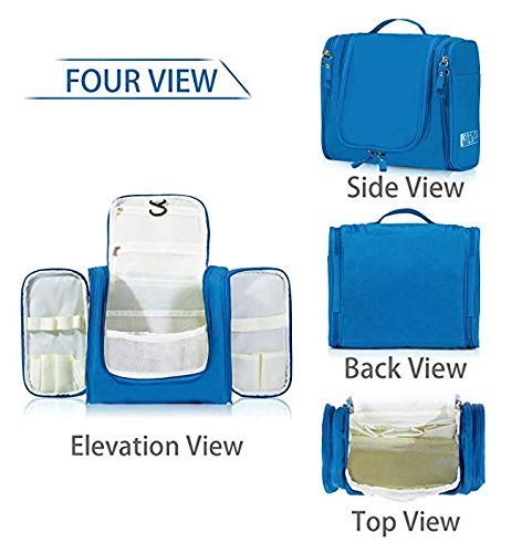 Aepigo Waterproof Travel Toiletry Bag for Women - Makeup Pouch & Cosmetic Organizer with Hook - Perfect for Shower, Gym, Camping & Vacation (Blue)