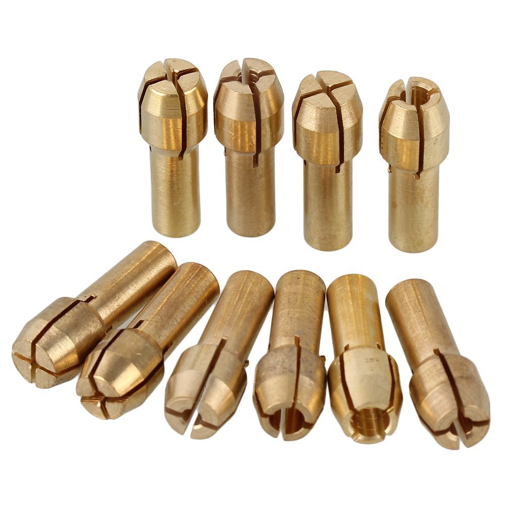 10 Pcs Brass Mini Electric Grinder Quick Change Drill Chuck Bits 0.5-3.2mm - Precision Collet Chucks for Rotary Tools & Grinding Drills - Perfect for DIY, Jewelry Making & Small Metal Work