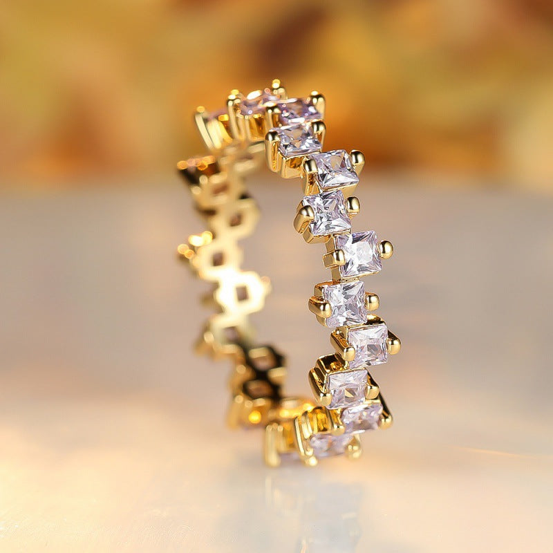 Multi Stone Eternity Stacking Rings for Women - 14K Gold Plated Wedding Band Set, Stackable Rings for Anniversary, Birthday Gift (Style A0035) | Perfect for Layering, Everyday Wear & Special Occasions